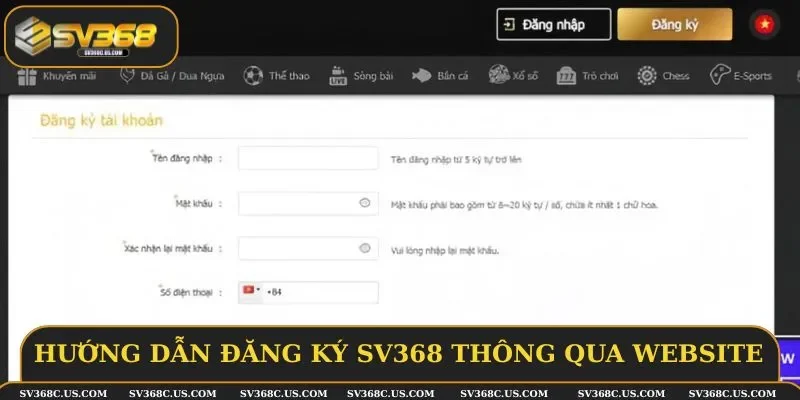 5 bước đăng ký SV368 khi ở trên máy tính 5 bước đăng ký SV368 khi ở trên máy tính