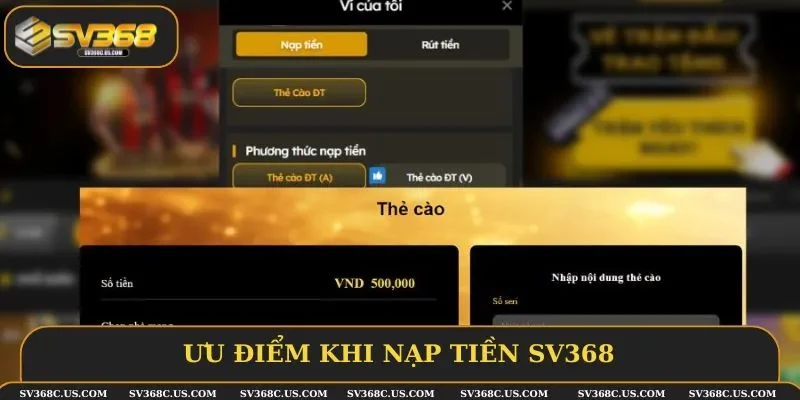 Nạp tiền SV368 luôn mang lại trải nghiệm dễ dàng cho hội viên Nạp tiền SV368 luôn mang lại trải nghiệm dễ dàng cho hội viên